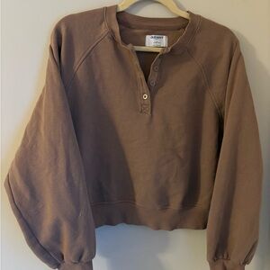 Old Navy Women's Cocoa Brown Henley Sweatshirt